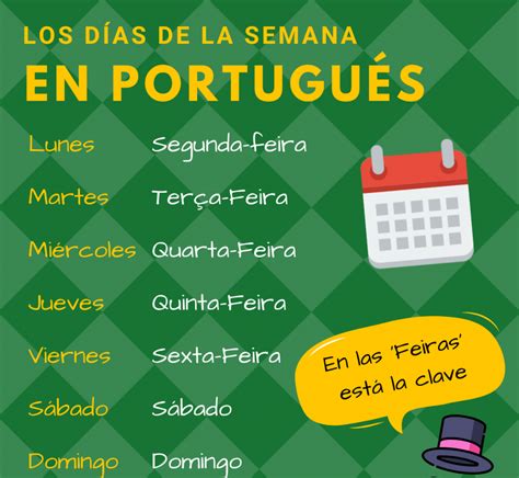 dias dela semana en portugues